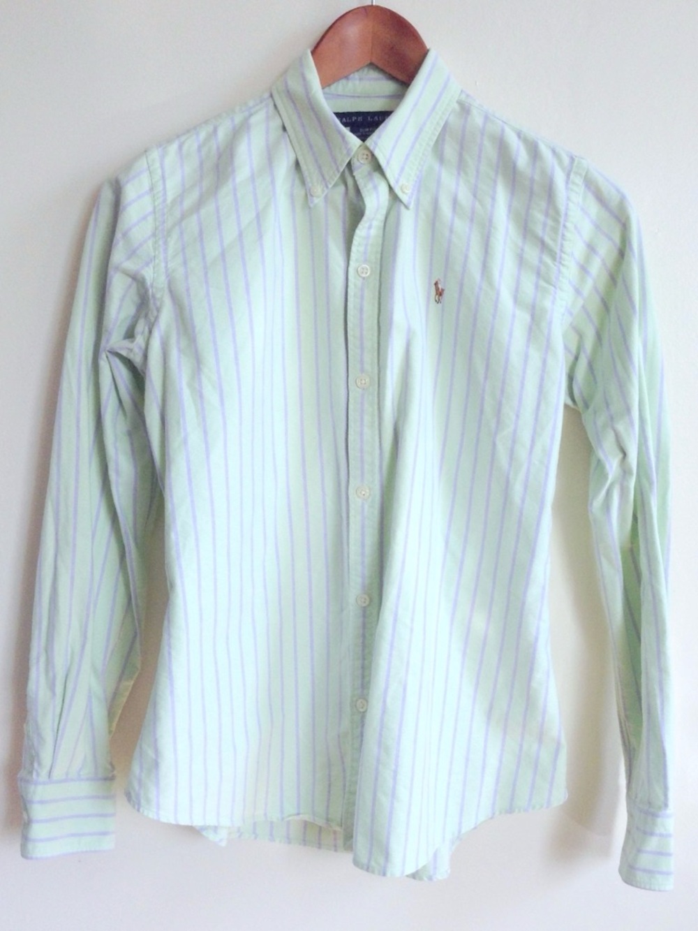 Ralph Lauren Mint Green & Lavender Striped Button-Down Shirt - Picture 2 of 11